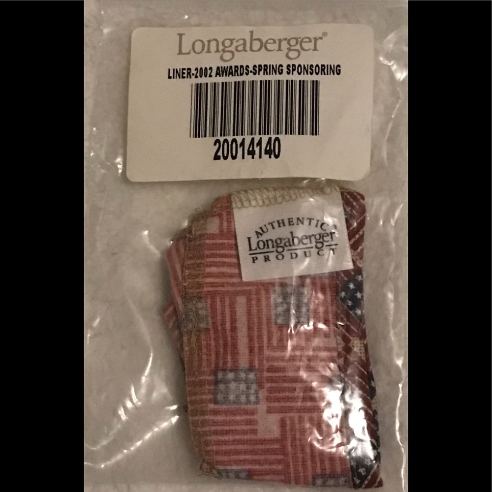 Longaberger “2002 Awards Spring Sponsoring” American Flag Star shaped Liner- New